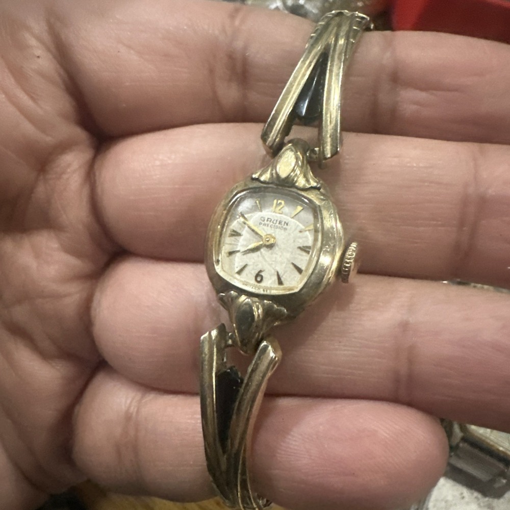 Vintage Gruen Precision Ladies Watch 10K RGP Manual Wind Dainty Band 6in Working